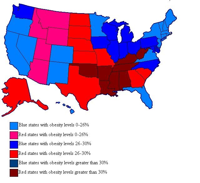 ObesityLevelsRedStatesvs_BlueStatesMap_zps730675a5.jpg