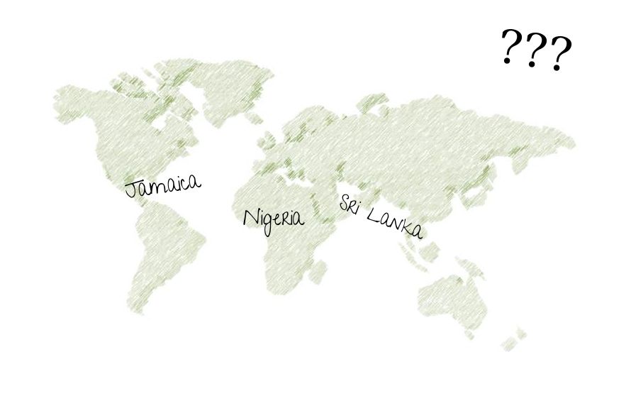 the world and my three possible travel locations