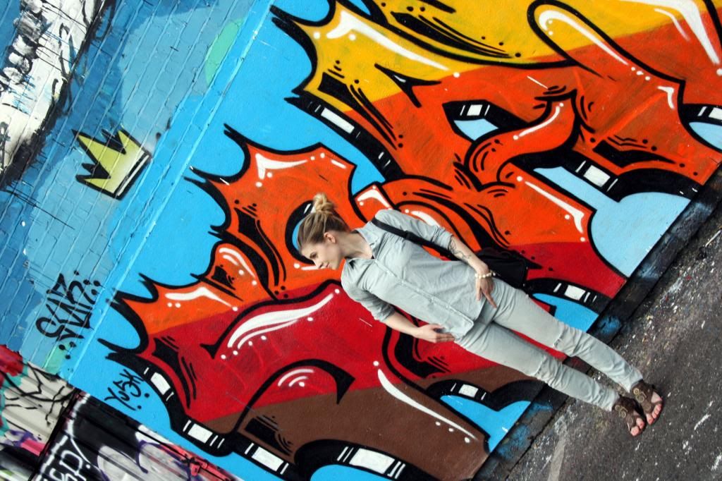 light blue outfit in shoreditch