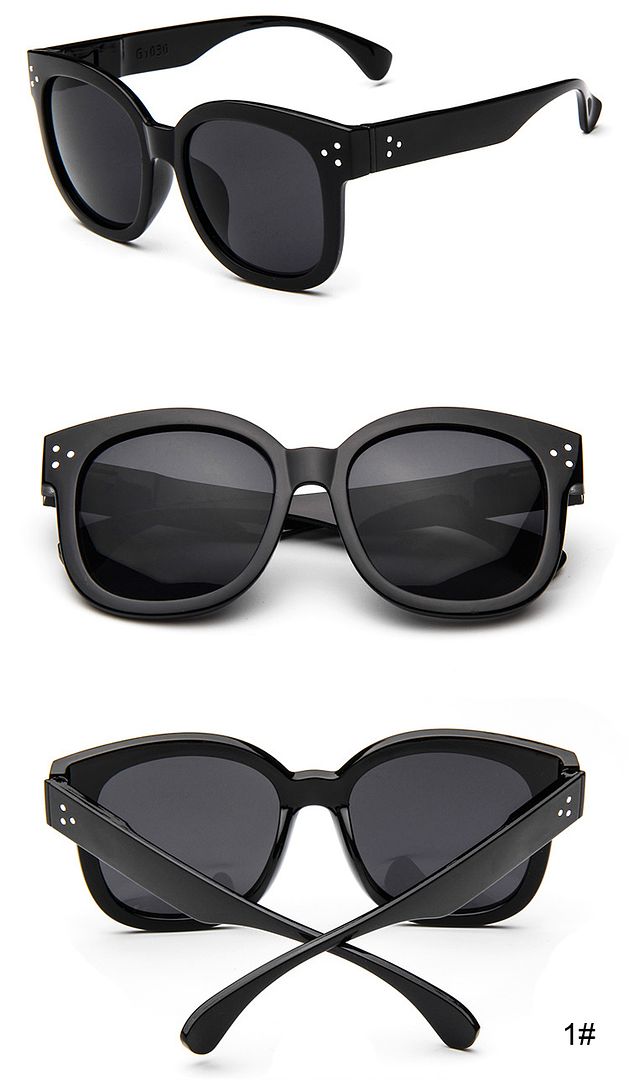 Hot Rivet Large Oversized Fashion Sunglasses Square Shape UV400 Vintage Retro