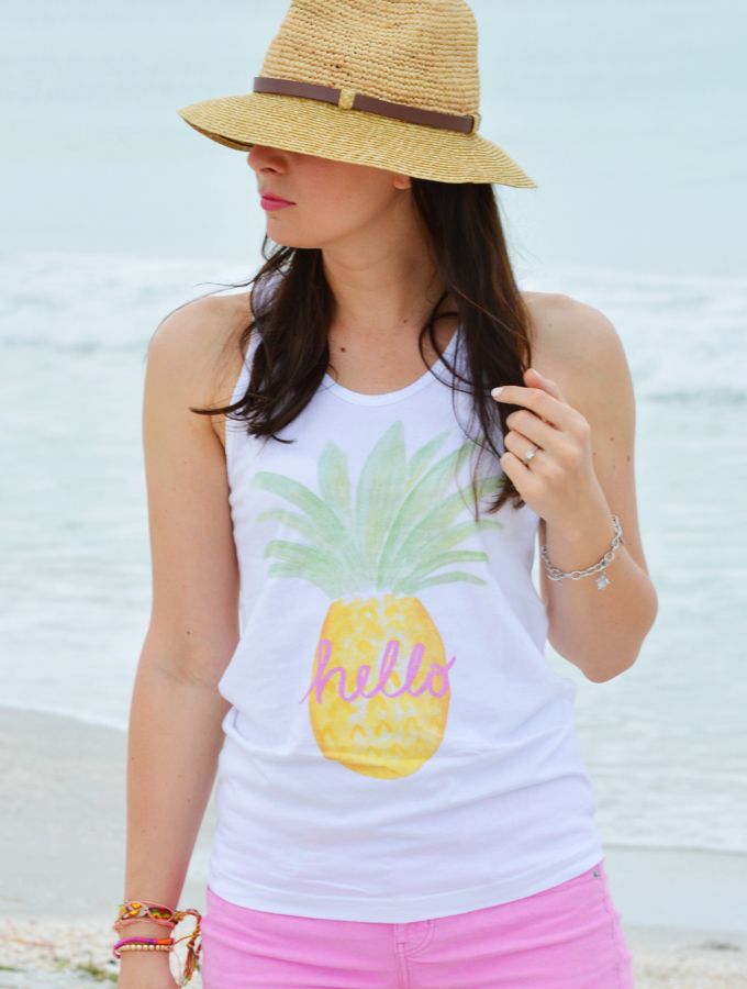 hello monday pineapple tank and charm bracelet